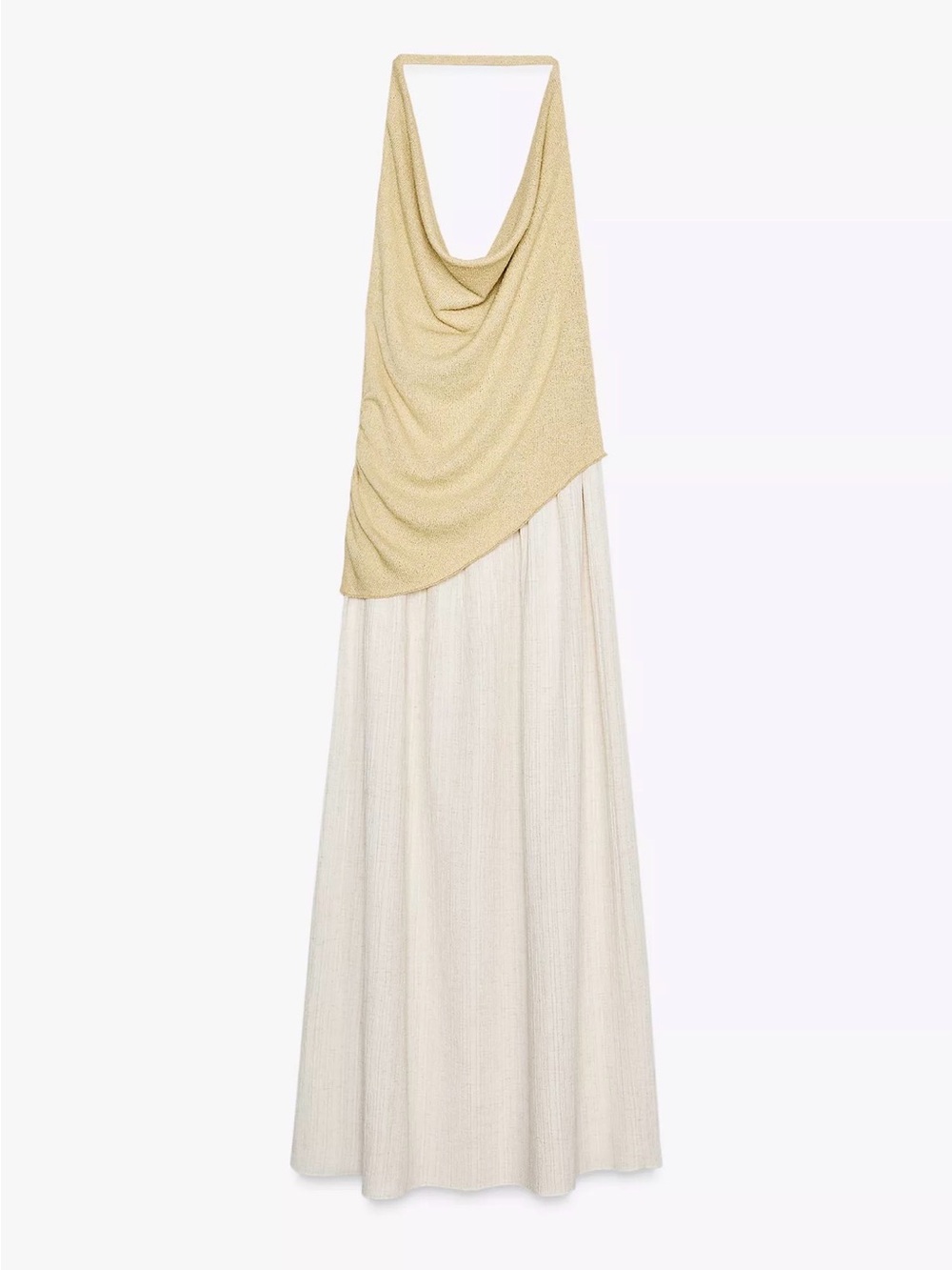 Zara Combination Halter Maxi Dress
Size Small | Beige / Cream